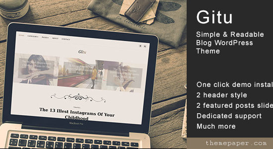 Gitu - Simple & Readable Blog WordPress Theme