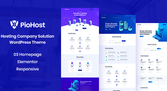 Piohost - Domain and Web Hosting WordPress Theme
