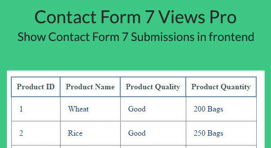 Contact Form 7 Views Pro -Drag & Drop Form Submissions View builder for Contact Form 7