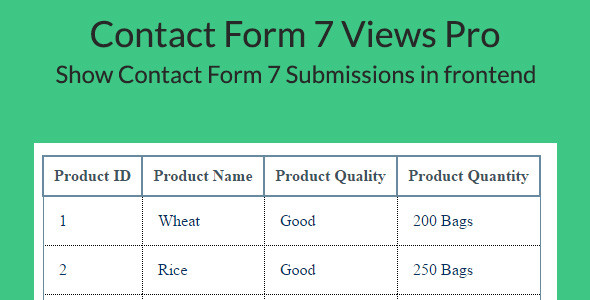 Contact Form 7 Views Pro -Drag & Drop Form Submissions View builder for Contact Form 7