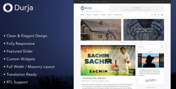 Durja - A Responsive WordPress Blog Theme