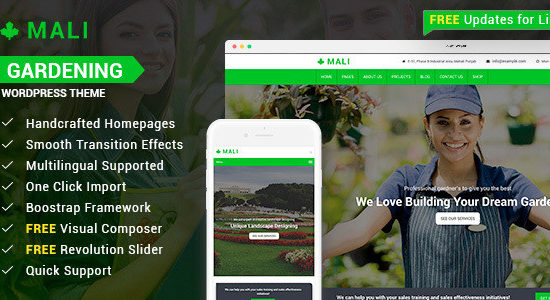 Mali - Landscaping, Gardening, and Lawn Responsive WordPress Theme