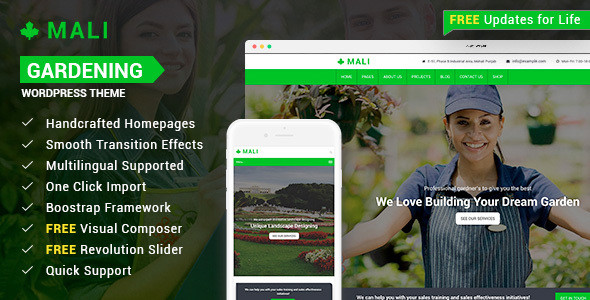 Mali - Landscaping, Gardening, and Lawn Responsive WordPress Theme