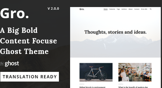 Gro - Big Bold Content focus Ghost Blog and Magazine theme