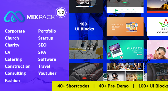 MixPack - Multipurpose WordPress Theme - Consultancy, Travel, Food, Software...With Page Builder
