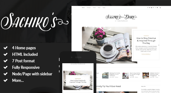 Sachiko - Responsive Blog Drupal 7 Theme