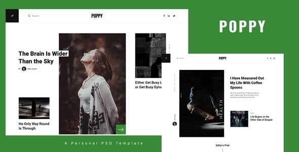 Poppy - Personal Blog PSD Template
