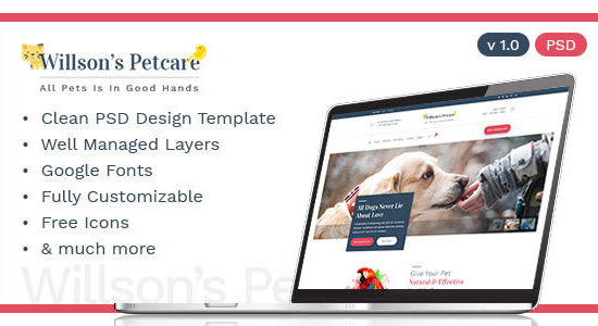 Pets Care - Veterinary Clinic PSD Template