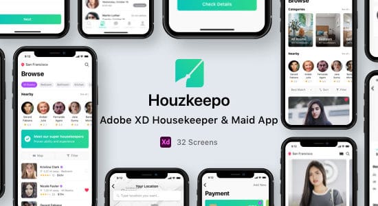 Houzkeepo - Adobe XD Housekeeper & Maid App