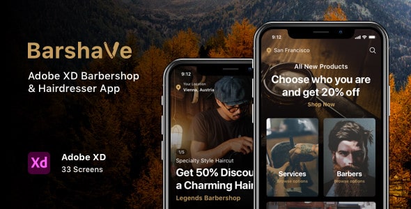 Barshave - Adobe XD Barbershop & Hairdresser App