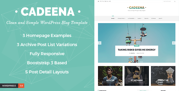 Cadeena - Simple and Clean WordPress Blogging Theme