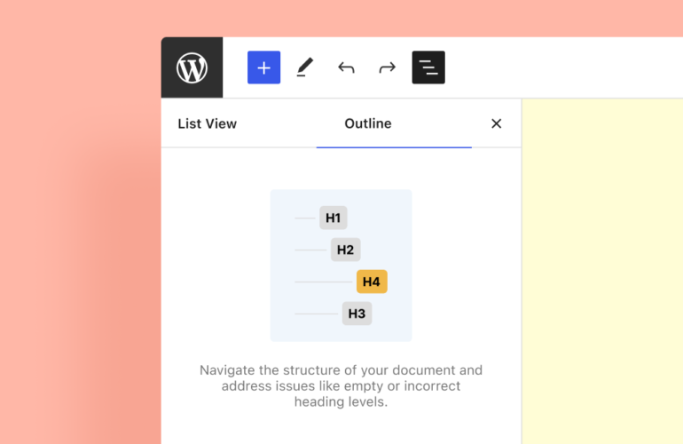 Document-Outline-List-View-770x500 Gutenberg 14.5 Introduces New “Document Overview” Panel, Improves Block Spacing Controls design tips 
